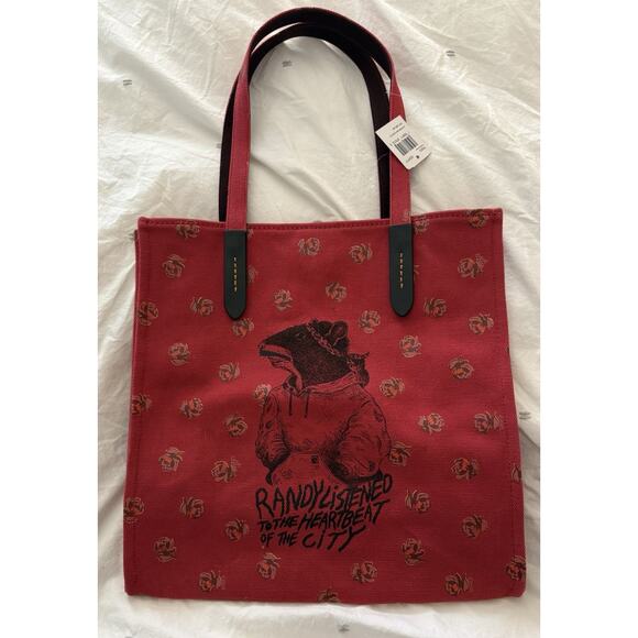 NWT Coach Lunar New Year Red Apple Canvas Tote Randy Rat Bag Purse Whimsical